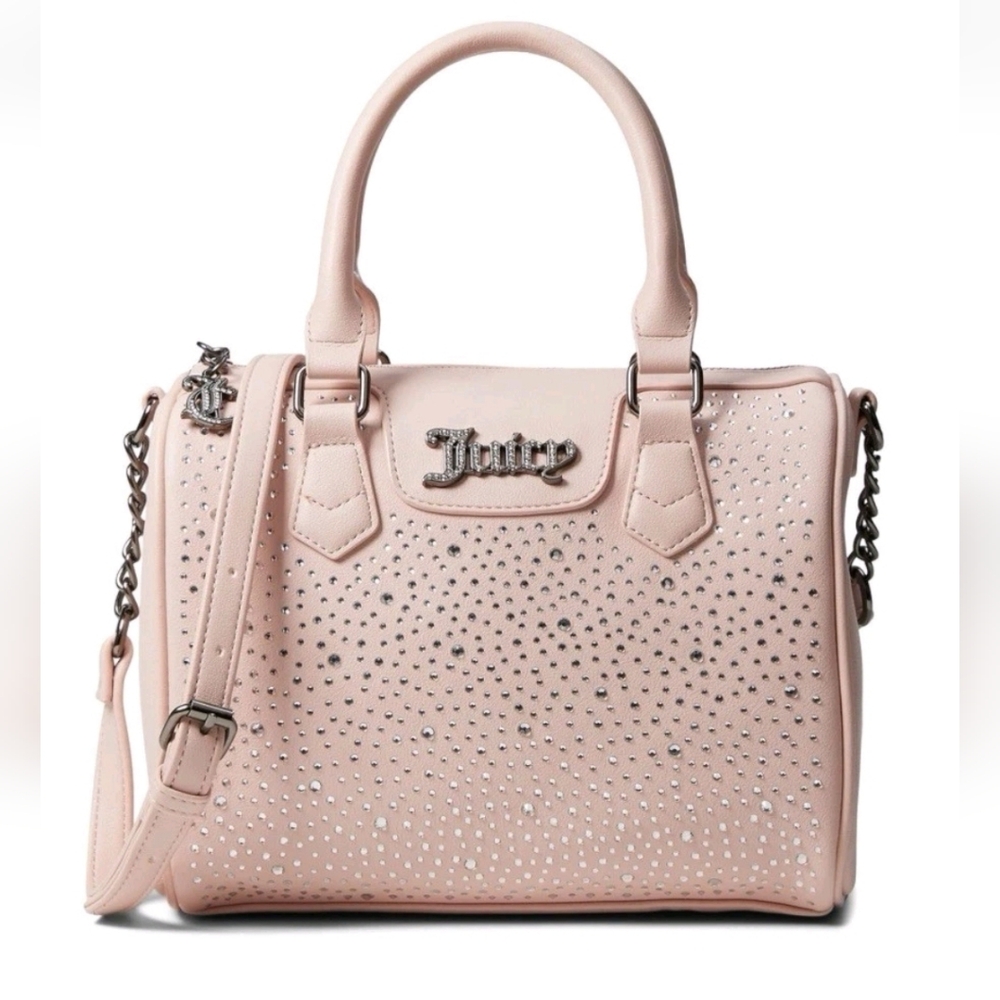 NEW Juicy Couture Light Pink Clay Dazzle Satchel Rhinestones Feminine